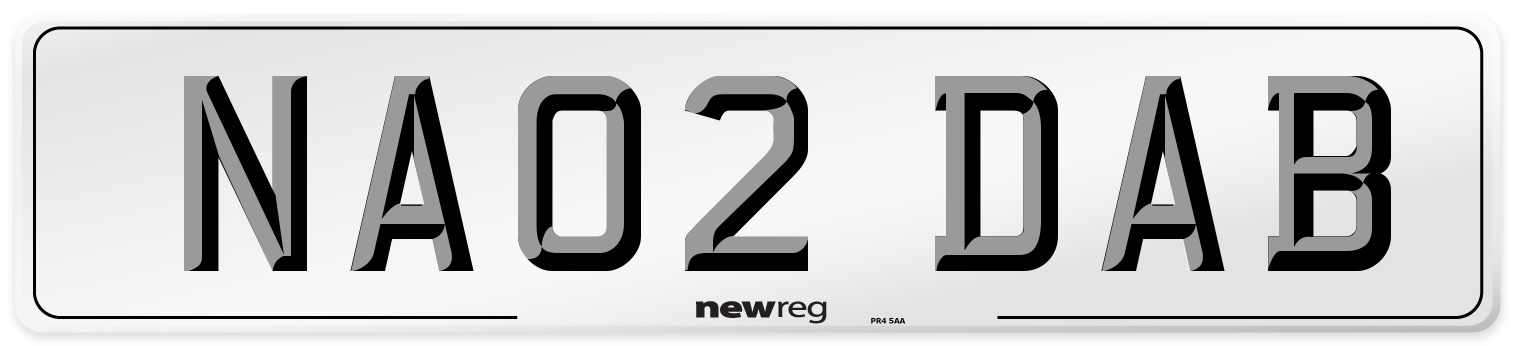 NA02 DAB Number Plate from New Reg